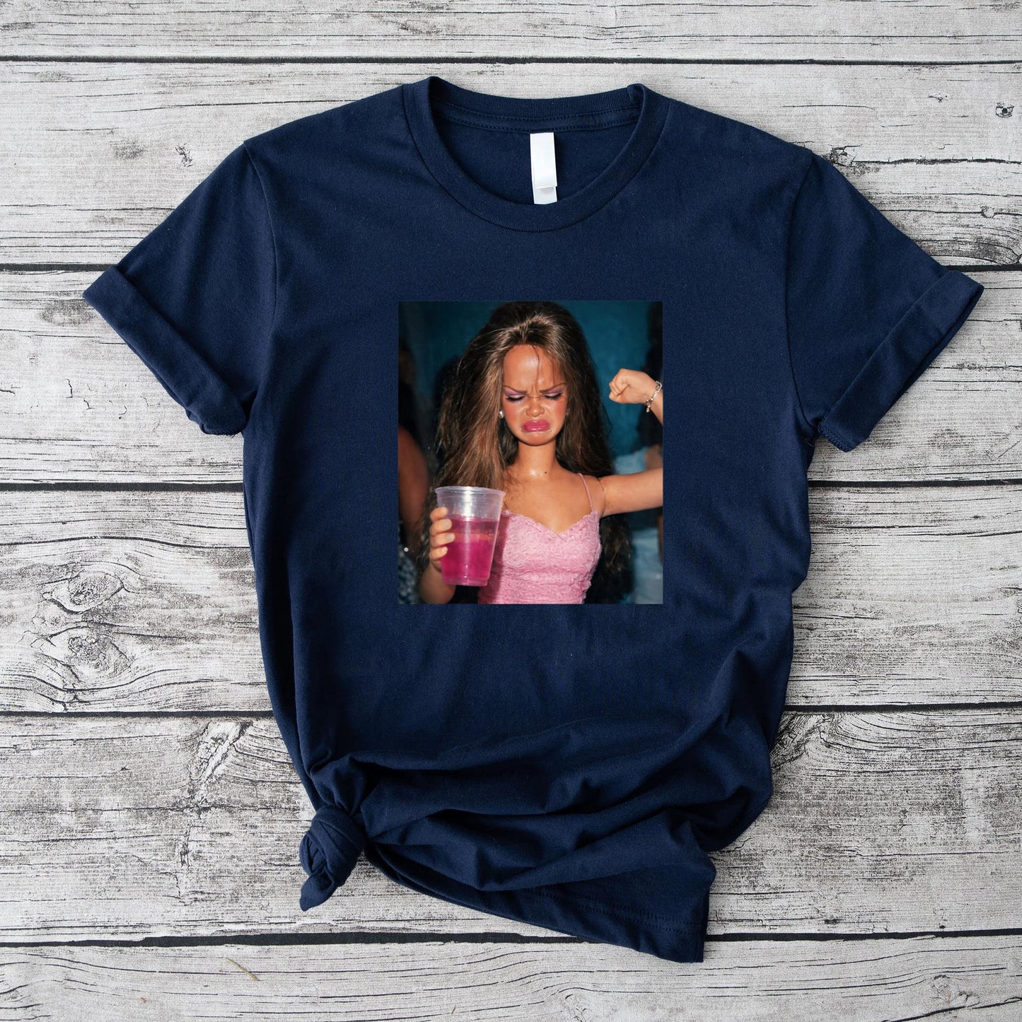 Funny Doll Face Sarcastic Doll Girl Party Drinking Doll Meme T-Shirt