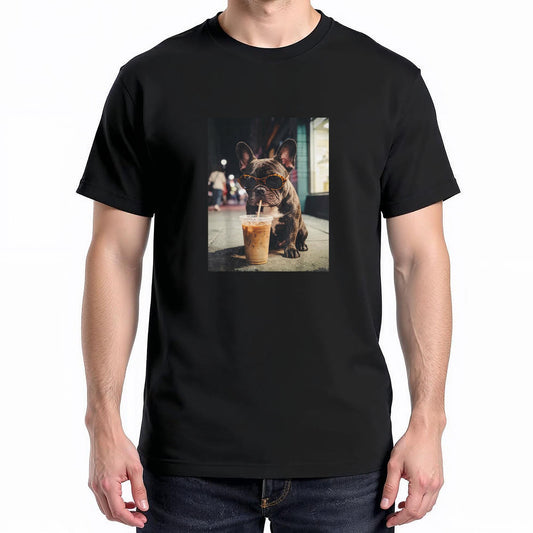 French_Bulldog_Drinking_Iced_Coffee_Funny_Animal_T-Shirt