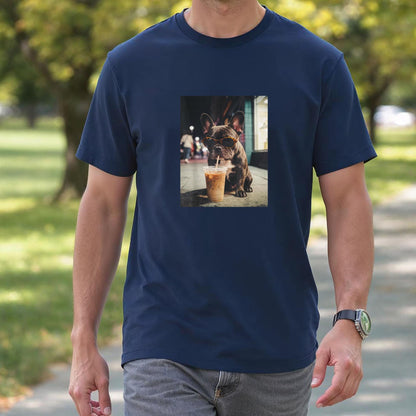 French_Bulldog_Drinking_Iced_Coffee_Funny_Animal_T-Shirt