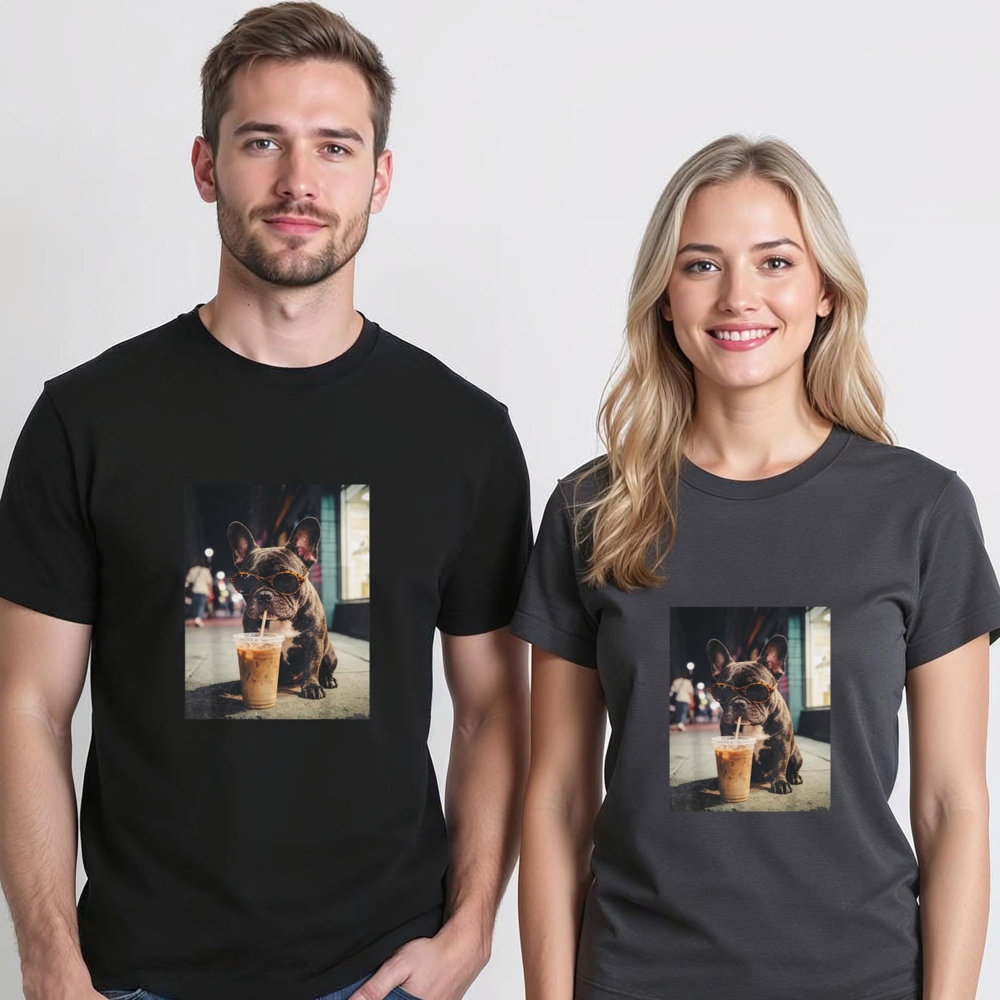 French_Bulldog_Drinking_Iced_Coffee_Funny_Animal_T-Shirt