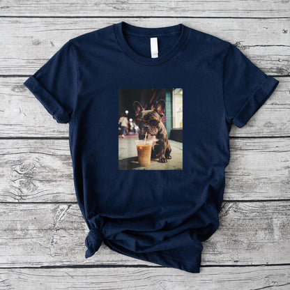 French_Bulldog_Drinking_Iced_Coffee_Funny_Animal_T-Shirt
