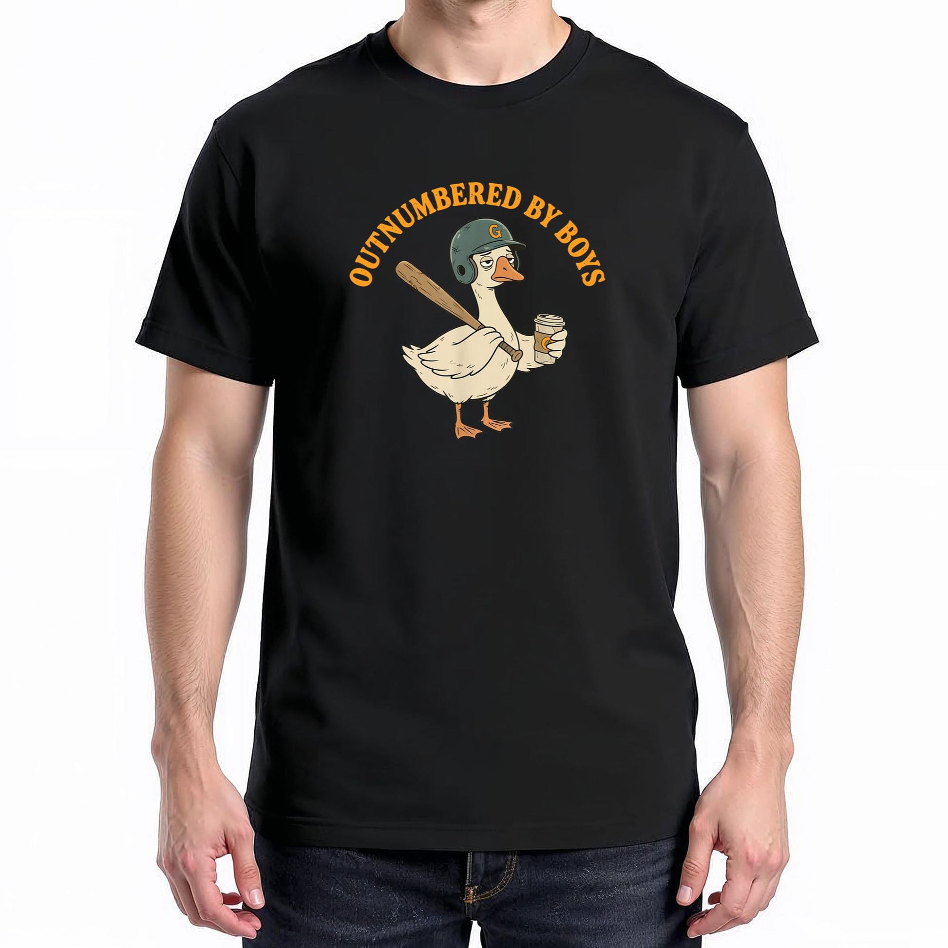 Funny Boy Mom Goose Mothers Day Outnumbered By Boys Baseball T-Shirt