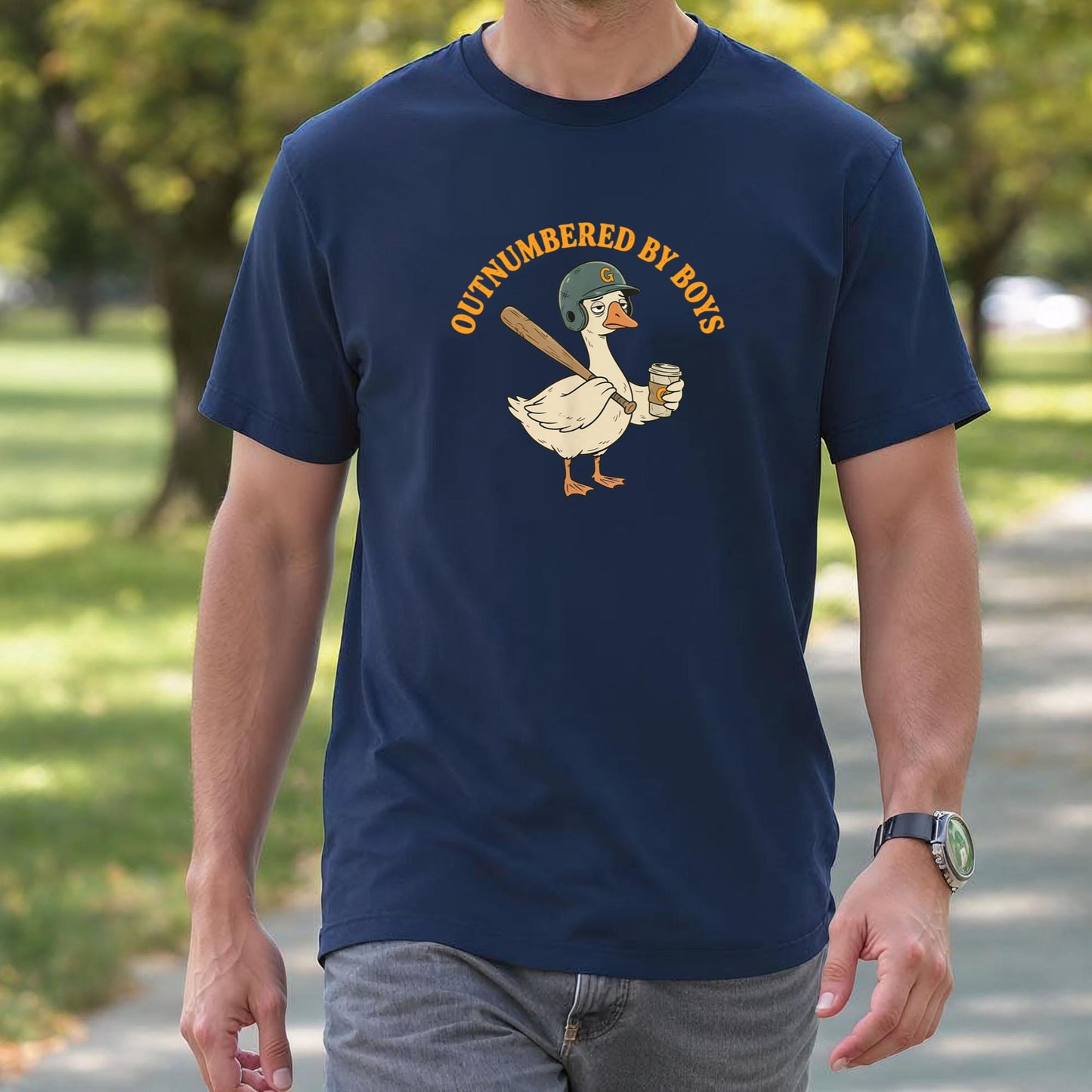 Funny Boy Mom Goose Mothers Day Outnumbered By Boys Baseball T-Shirt