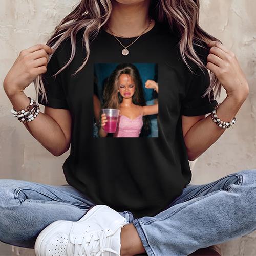 Funny Doll Face Sarcastic Doll Girl Party Drinking Doll Meme T-Shirt