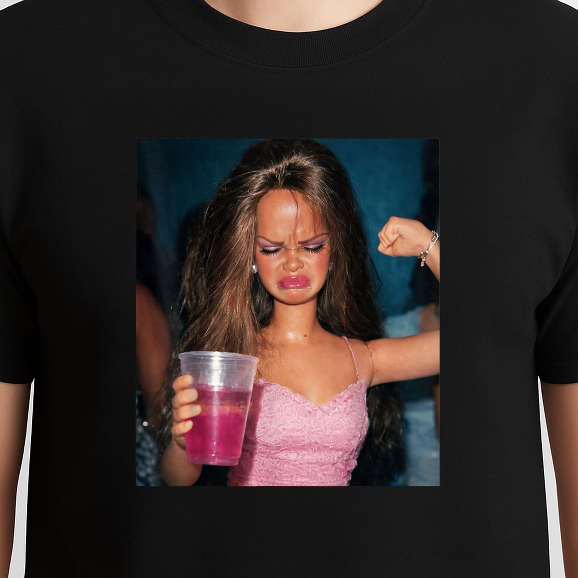 Funny Doll Face Sarcastic Doll Girl Party Drinking Doll Meme T-Shirt