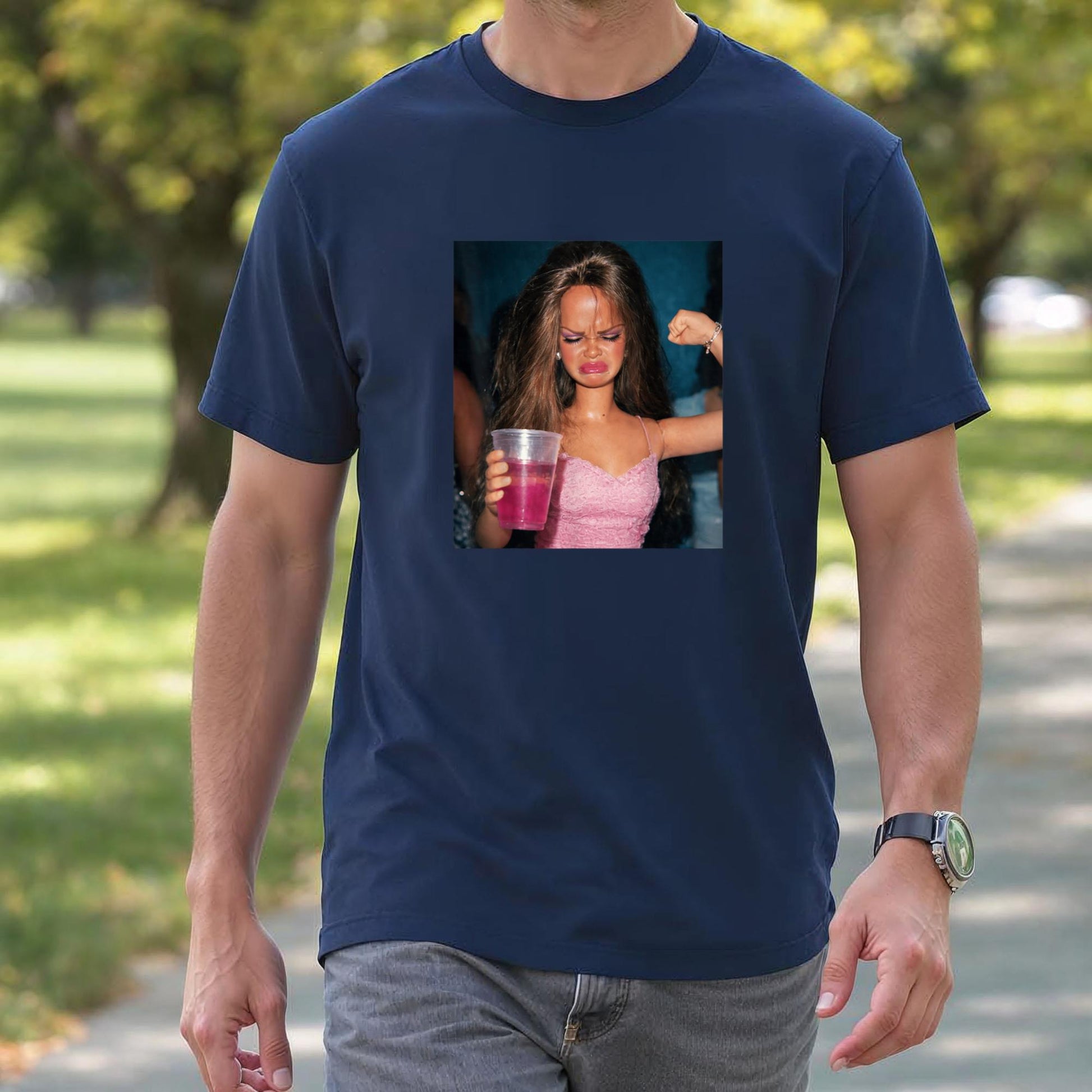 Funny Doll Face Sarcastic Doll Girl Party Drinking Doll Meme T-Shirt