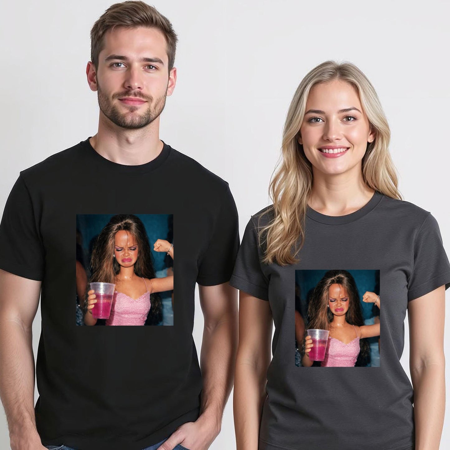Funny Doll Face Sarcastic Doll Girl Party Drinking Doll Meme T-Shirt