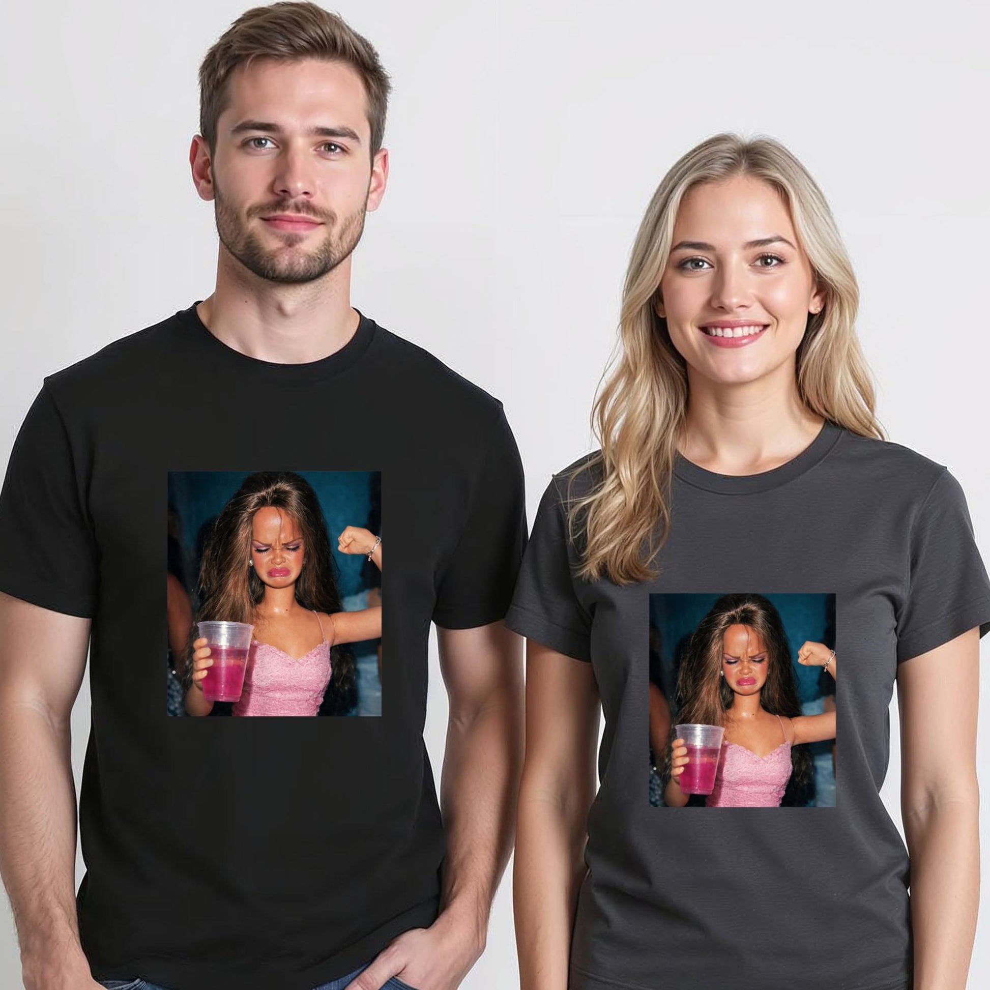 Funny Doll Face Sarcastic Doll Girl Party Drinking Doll Meme T-Shirt