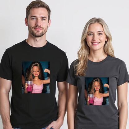 Funny Doll Face Sarcastic Doll Girl Party Drinking Doll Meme T-Shirt