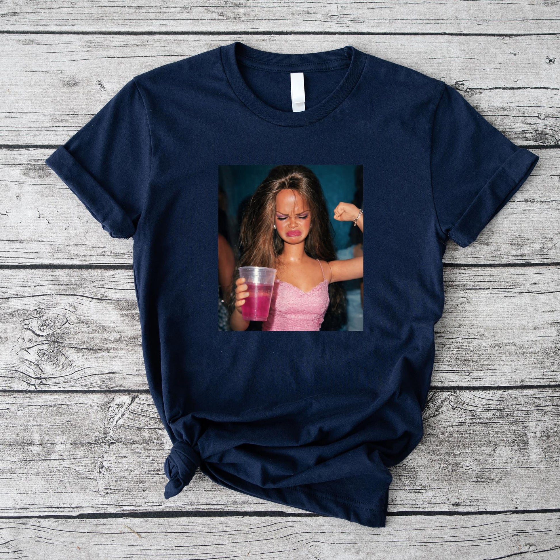 Funny Doll Face Sarcastic Doll Girl Party Drinking Doll Meme T-Shirt