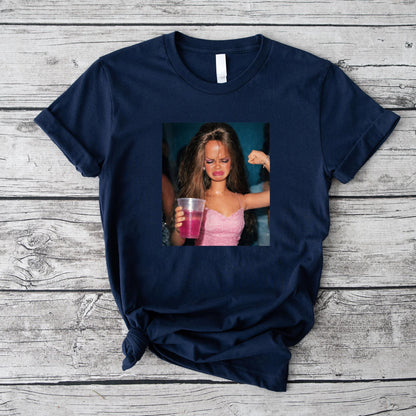Funny Doll Face Sarcastic Doll Girl Party Drinking Doll Meme T-Shirt