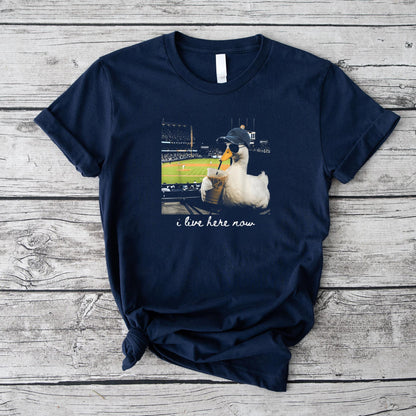 Funny Goose Ballfield Baseball Field I Live Here Now T-Shirt