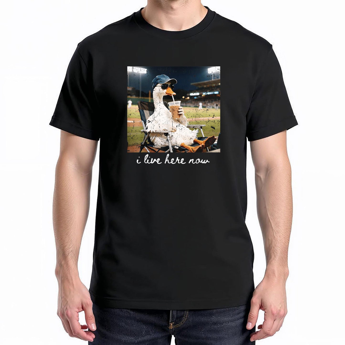 Funny Goose Ballfield Baseball Field I Live Here Now T-Shirt v1