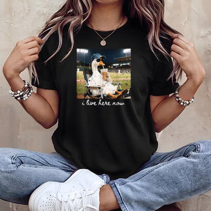 Funny Goose Ballfield Baseball Field I Live Here Now T-Shirt v1