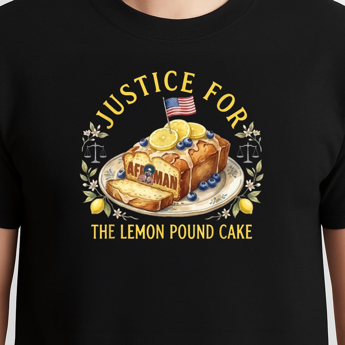 Funny Justice for Lemon Pound Cake Afroman US Flag Trendy T-Shirt
