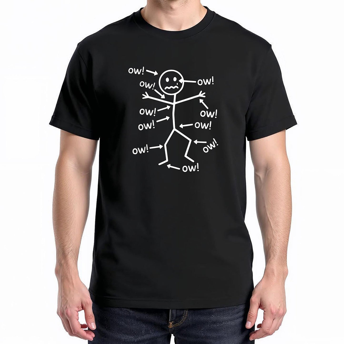 Funny Ow Ow Ow Ow Saying Body Pain Character Humor Sarcastic T-Shirt