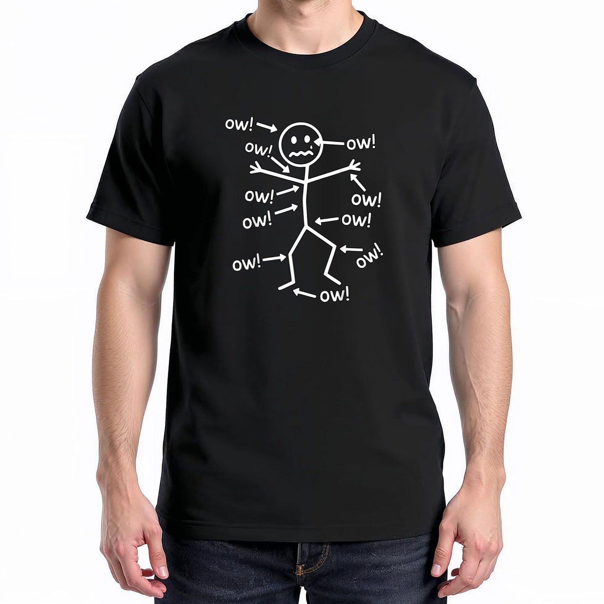Funny Ow Ow Ow Ow Saying Body Pain Character Humor Sarcastic T-Shirt