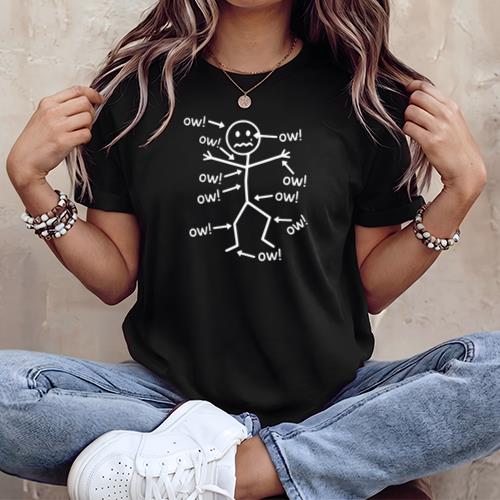 Funny Ow Ow Ow Ow Saying Body Pain Character Humor Sarcastic T-Shirt