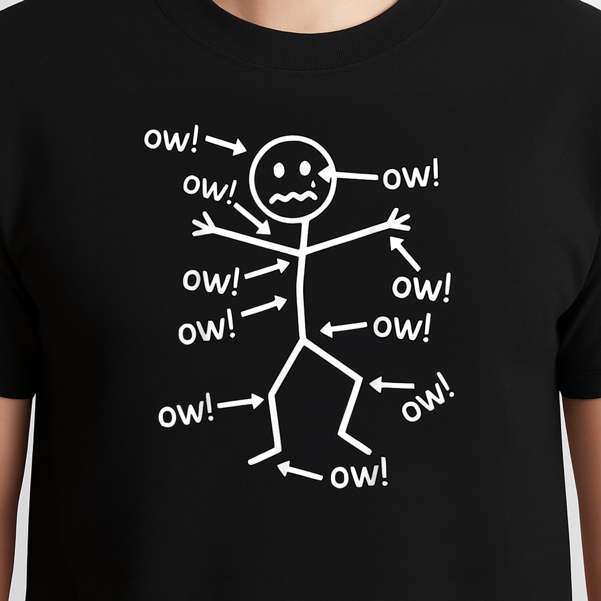 Funny Ow Ow Ow Ow Saying Body Pain Character Humor Sarcastic T-Shirt