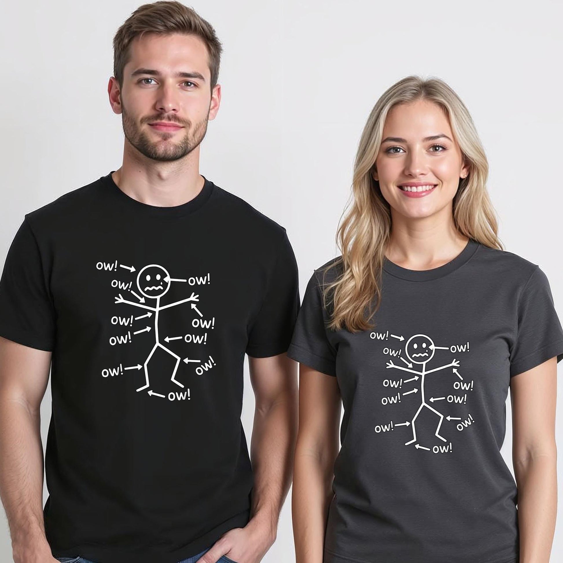 Funny Ow Ow Ow Ow Saying Body Pain Character Humor Sarcastic T-Shirt